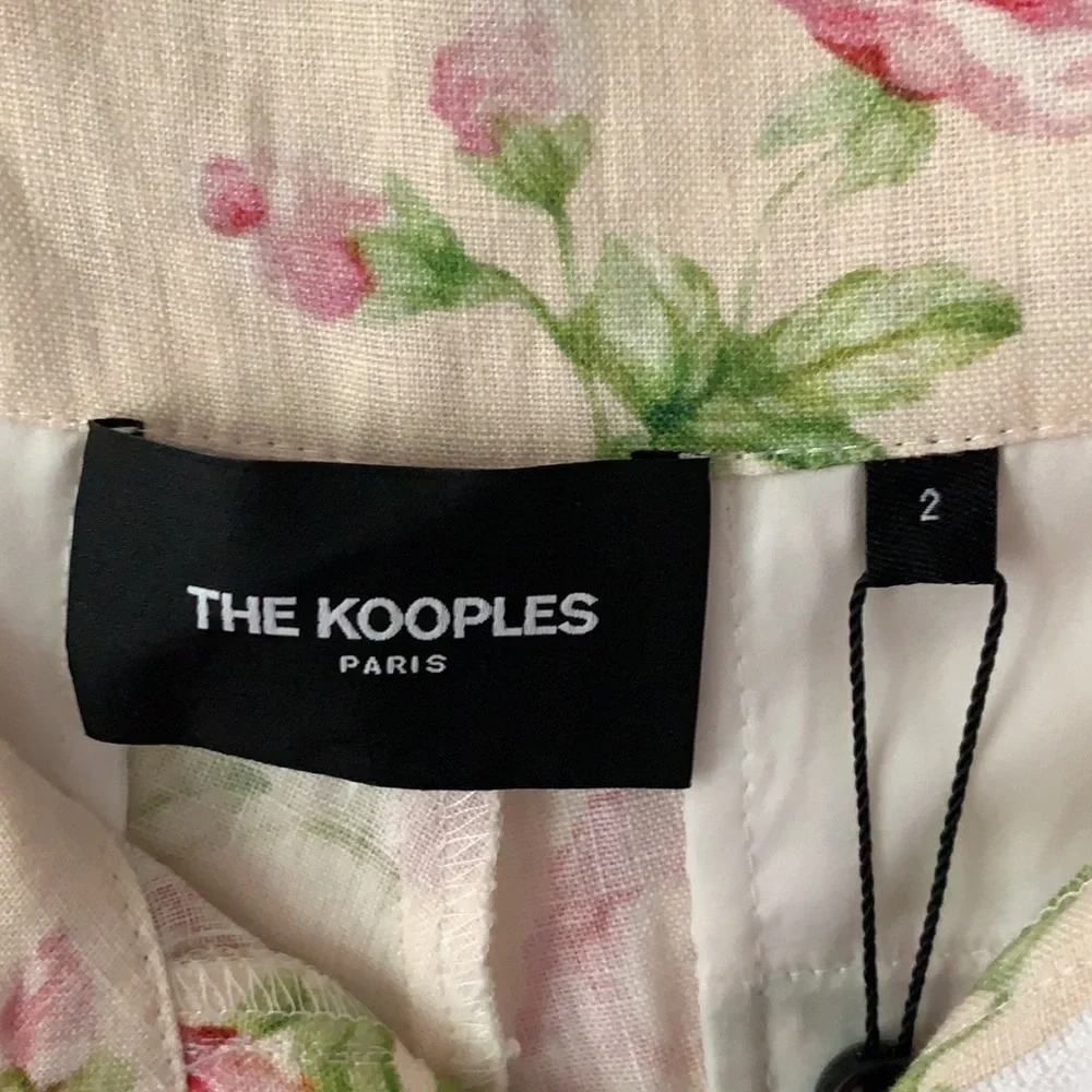NWT The Kooples 100% Linen Antique Floral Lace-Up Shorts